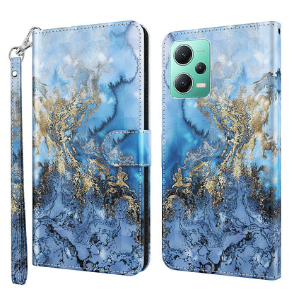 For Xiaomi Redmi Note 12 5G (China) / (India) / (Global) / Poco X5 5G Leather Phone Case 3D Pattern Printing Stand Wallet Cover