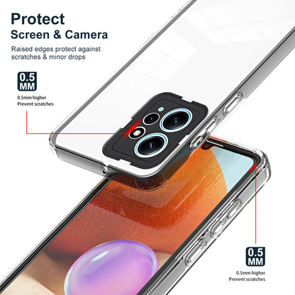 For Xiaomi Redmi Note 12 4G TPU Backplate + PC Frame + PC Camera Ring Mobile Case 3-in-1 Transparent Cover