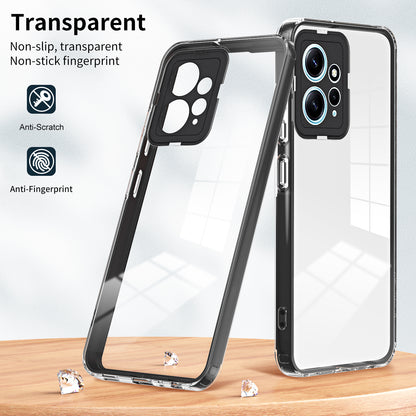 For Xiaomi Redmi Note 12 4G TPU Backplate + PC Frame + PC Camera Ring Mobile Case 3-in-1 Transparent Cover