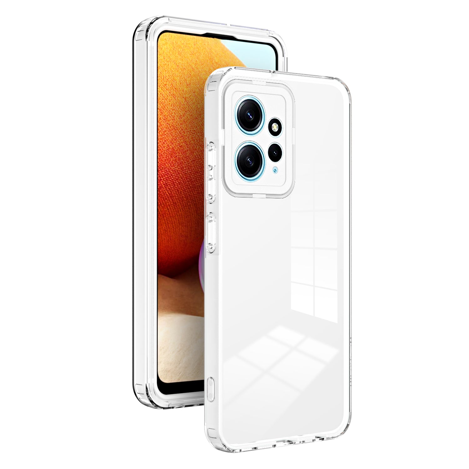 For Xiaomi Redmi Note 12 4G TPU Backplate + PC Frame + PC Camera Ring Mobile Case 3-in-1 Transparent Cover