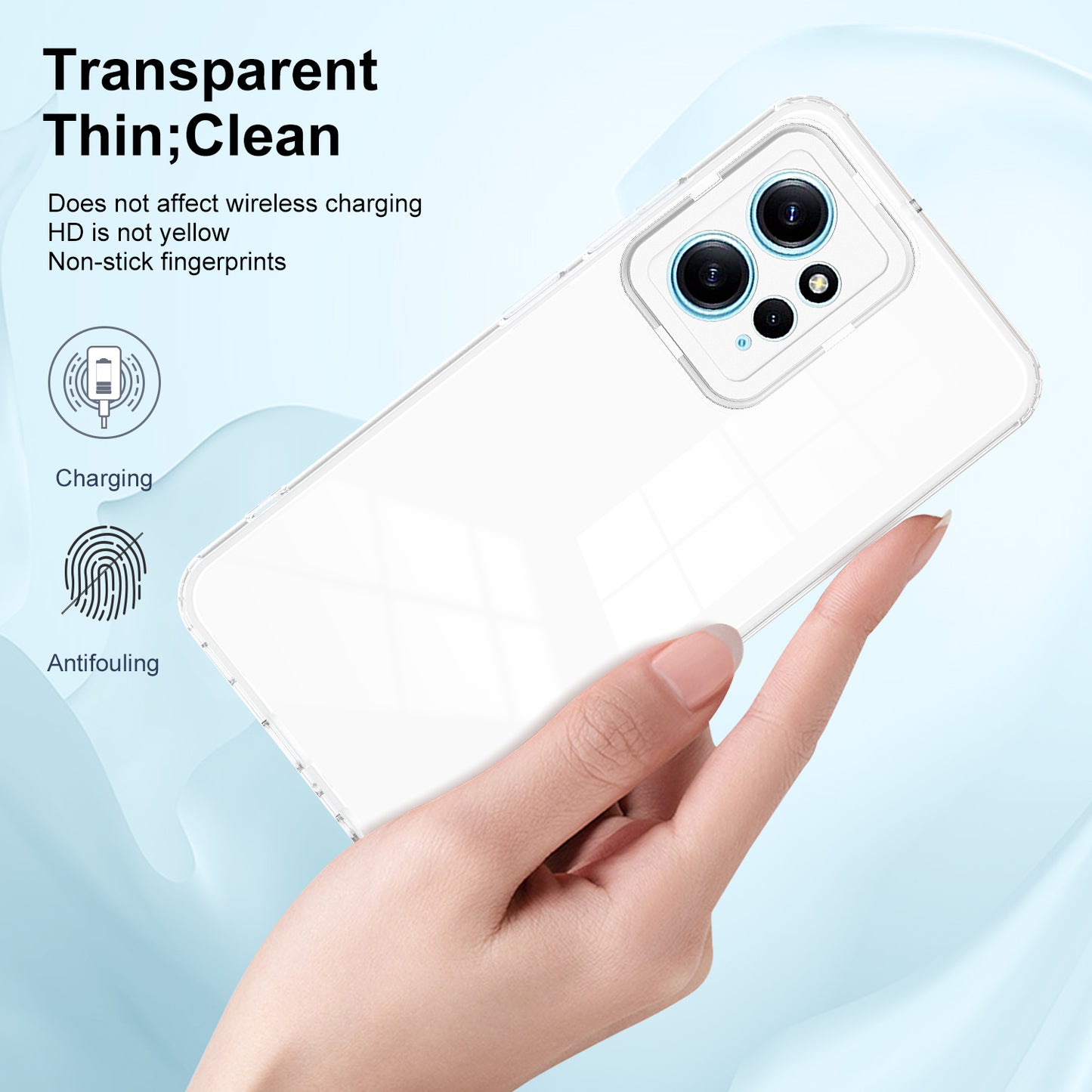 For Xiaomi Redmi Note 12 4G TPU Backplate + PC Frame + PC Camera Ring Mobile Case 3-in-1 Transparent Cover