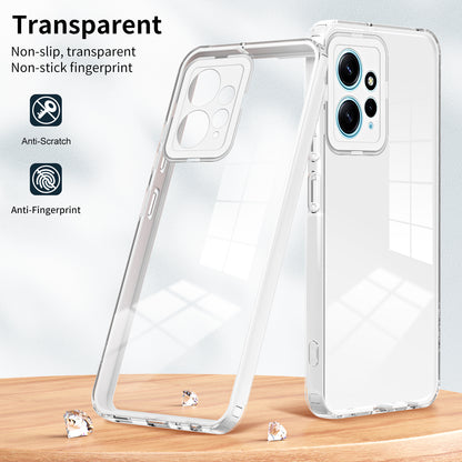 For Xiaomi Redmi Note 12 4G TPU Backplate + PC Frame + PC Camera Ring Mobile Case 3-in-1 Transparent Cover