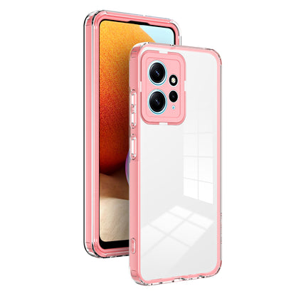 For Xiaomi Redmi Note 12 4G TPU Backplate + PC Frame + PC Camera Ring Mobile Case 3-in-1 Transparent Cover