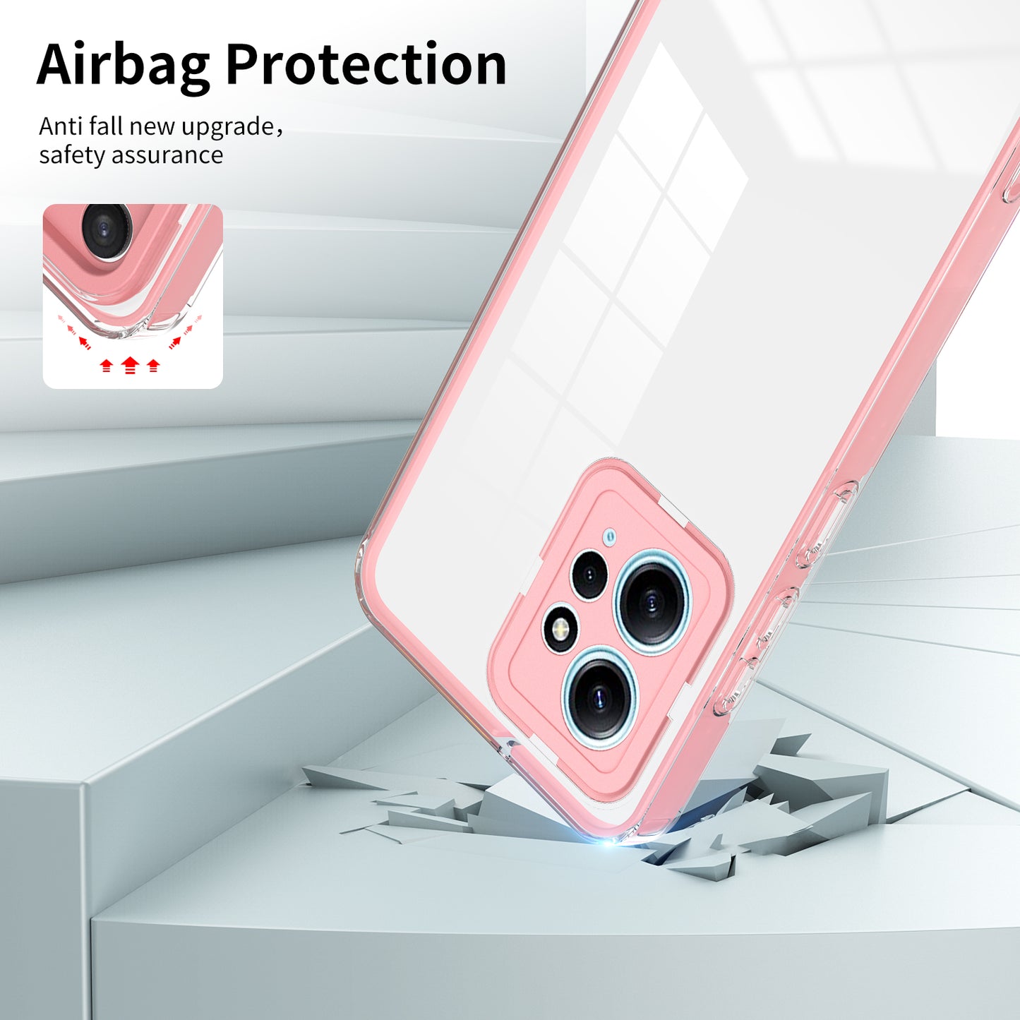 For Xiaomi Redmi Note 12 4G TPU Backplate + PC Frame + PC Camera Ring Mobile Case 3-in-1 Transparent Cover