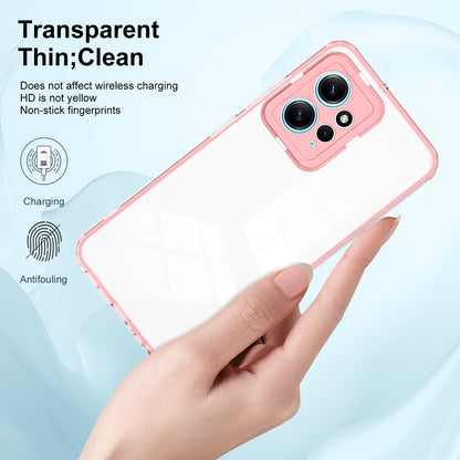 For Xiaomi Redmi Note 12 4G TPU Backplate + PC Frame + PC Camera Ring Mobile Case 3-in-1 Transparent Cover