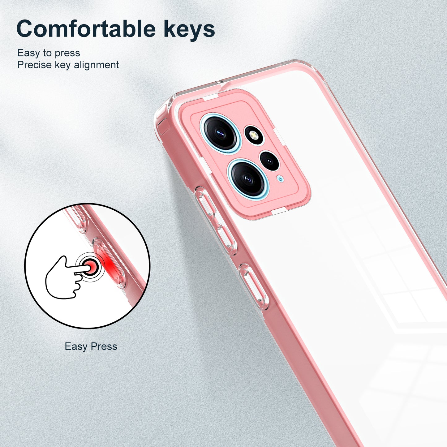 For Xiaomi Redmi Note 12 4G TPU Backplate + PC Frame + PC Camera Ring Mobile Case 3-in-1 Transparent Cover