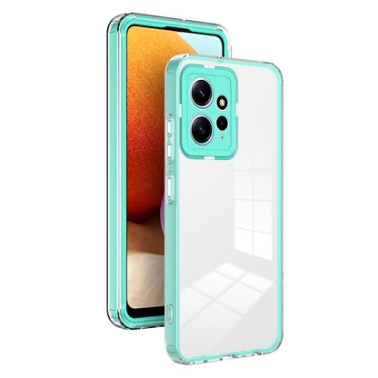 For Xiaomi Redmi Note 12 4G TPU Backplate + PC Frame + PC Camera Ring Mobile Case 3-in-1 Transparent Cover