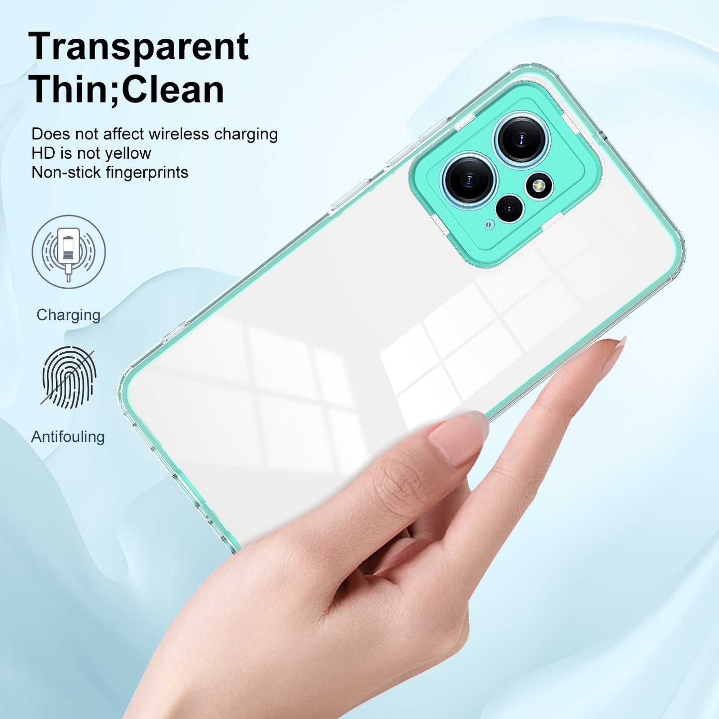 For Xiaomi Redmi Note 12 4G TPU Backplate + PC Frame + PC Camera Ring Mobile Case 3-in-1 Transparent Cover