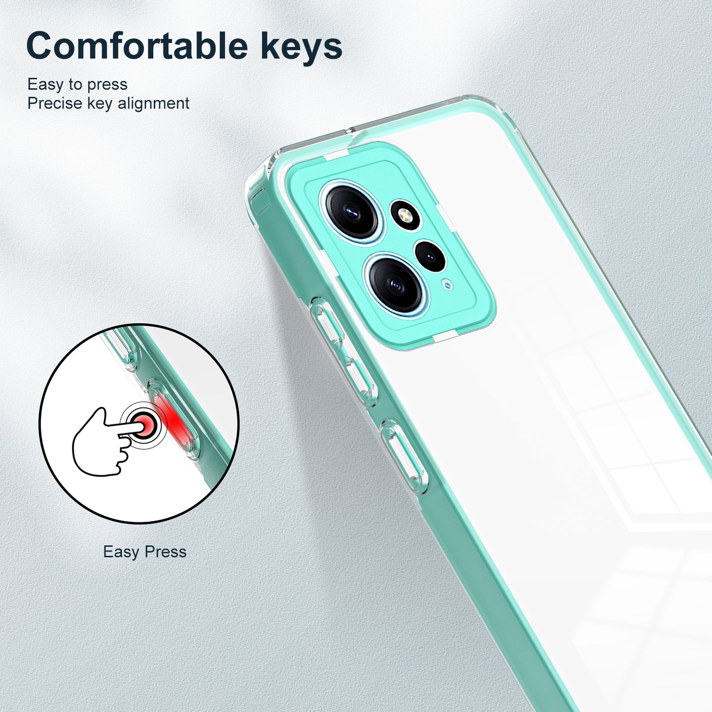 For Xiaomi Redmi Note 12 4G TPU Backplate + PC Frame + PC Camera Ring Mobile Case 3-in-1 Transparent Cover