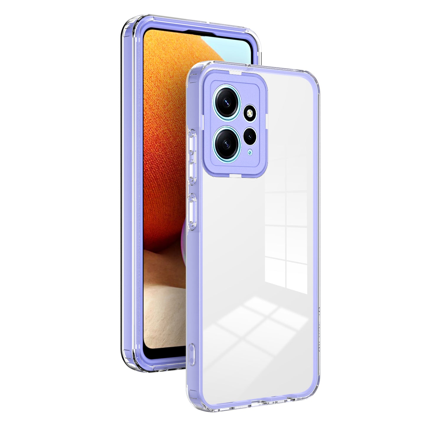 For Xiaomi Redmi Note 12 4G TPU Backplate + PC Frame + PC Camera Ring Mobile Case 3-in-1 Transparent Cover
