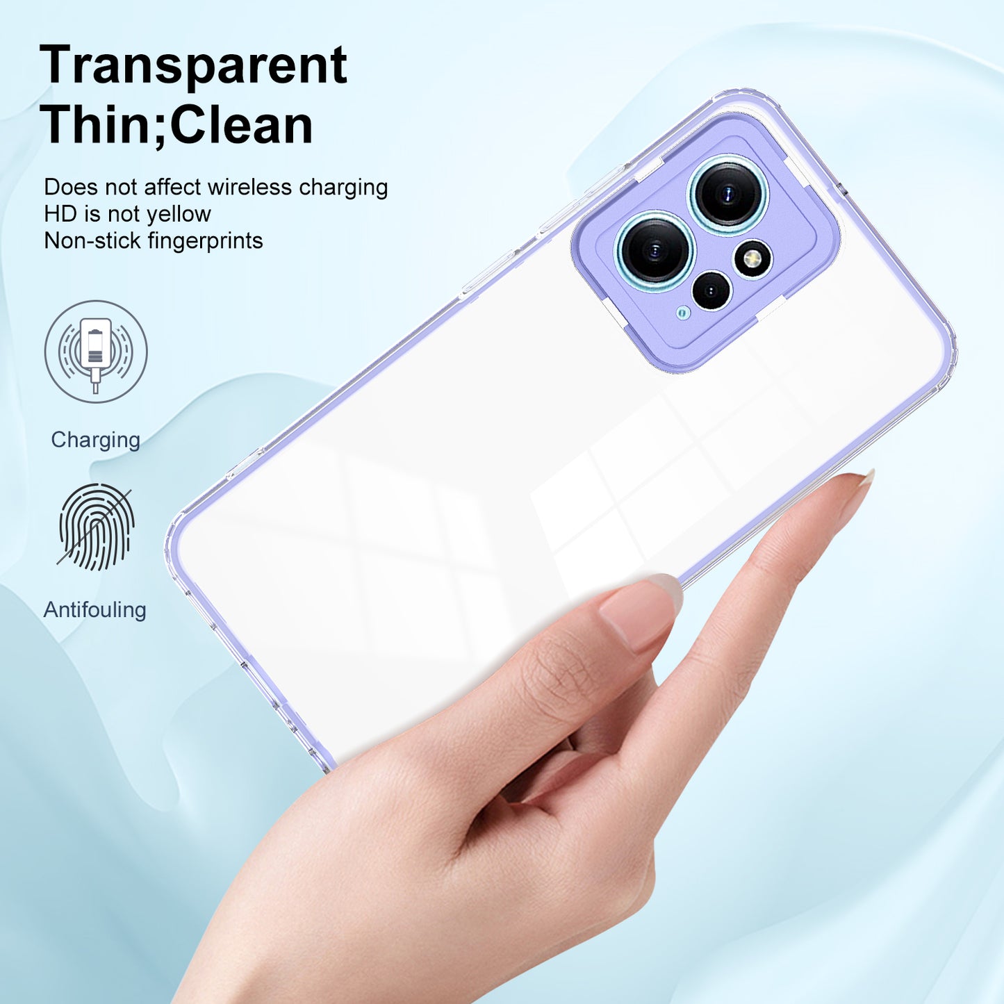For Xiaomi Redmi Note 12 4G TPU Backplate + PC Frame + PC Camera Ring Mobile Case 3-in-1 Transparent Cover