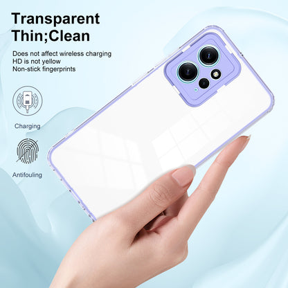 For Xiaomi Redmi Note 12 4G TPU Backplate + PC Frame + PC Camera Ring Mobile Case 3-in-1 Transparent Cover