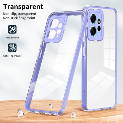 For Xiaomi Redmi Note 12 4G TPU Backplate + PC Frame + PC Camera Ring Mobile Case 3-in-1 Transparent Cover