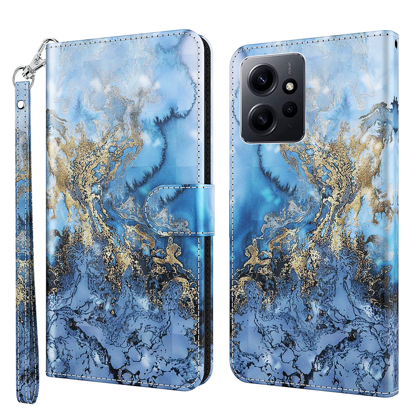 For Xiaomi Redmi Note 12 4G Wallet Leather Phone Case 3D Pattern Printing Stand Cover with Strap