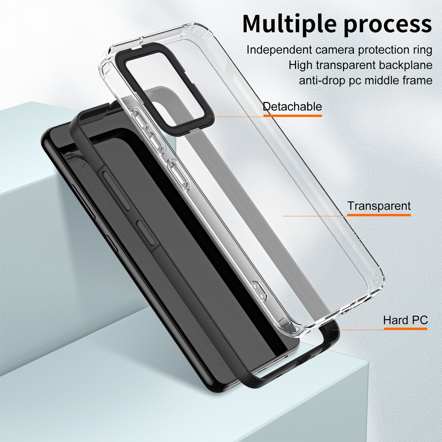 For Xiaomi Redmi Note 12 Pro+ 5G Phone Case TPU Backplate + PC Frame + PC Camera Frame 3-in-1 Clear Cover
