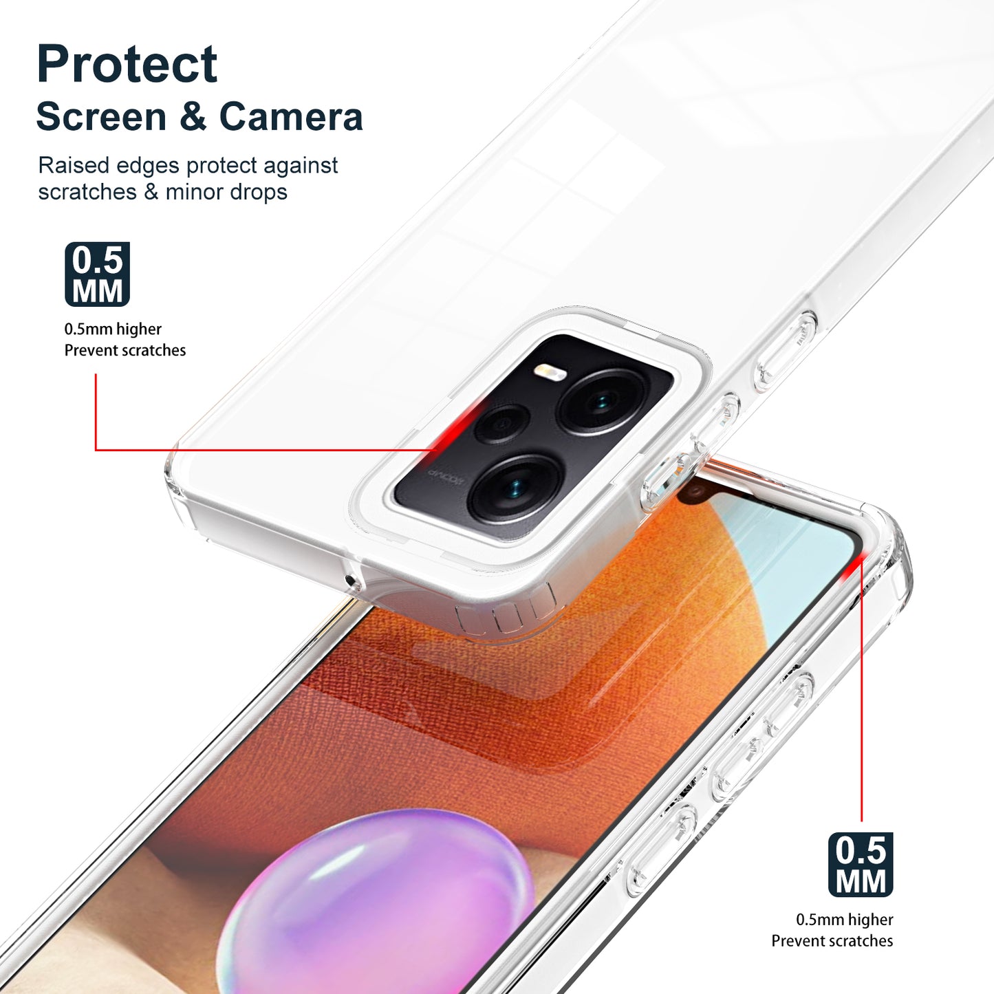 For Xiaomi Redmi Note 12 Pro+ 5G Phone Case TPU Backplate + PC Frame + PC Camera Frame 3-in-1 Clear Cover