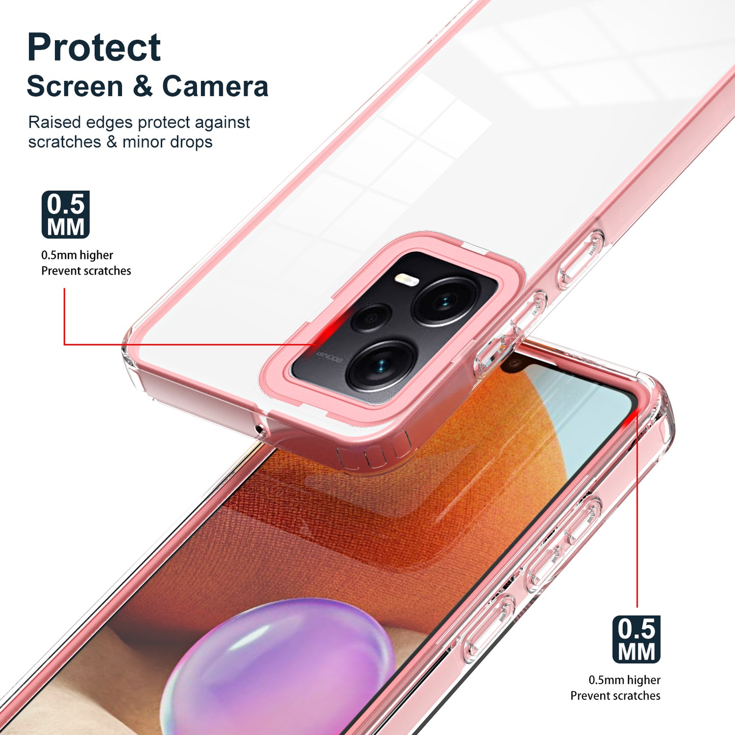 For Xiaomi Redmi Note 12 Pro+ 5G Phone Case TPU Backplate + PC Frame + PC Camera Frame 3-in-1 Clear Cover