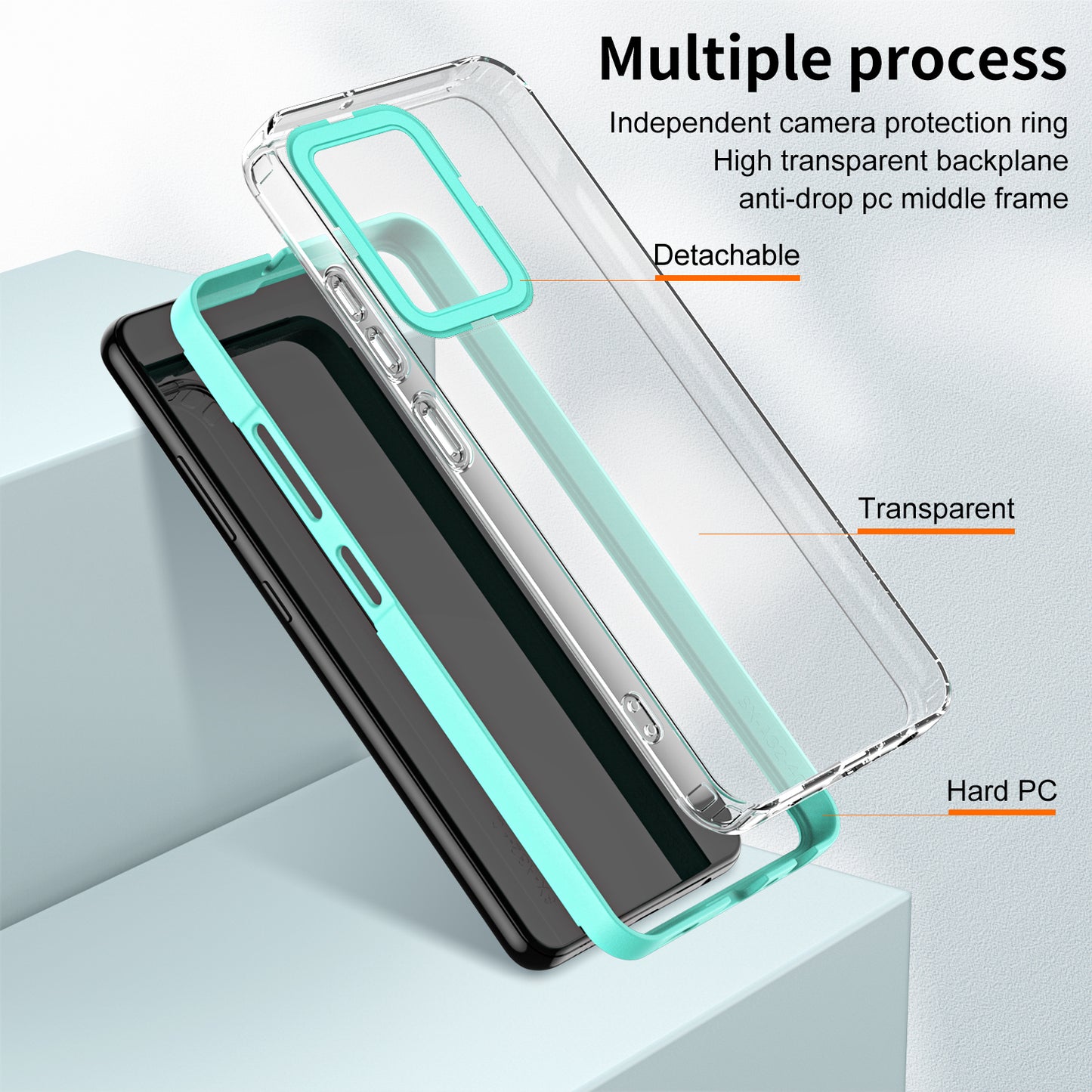 For Xiaomi Redmi Note 12 Pro+ 5G Phone Case TPU Backplate + PC Frame + PC Camera Frame 3-in-1 Clear Cover