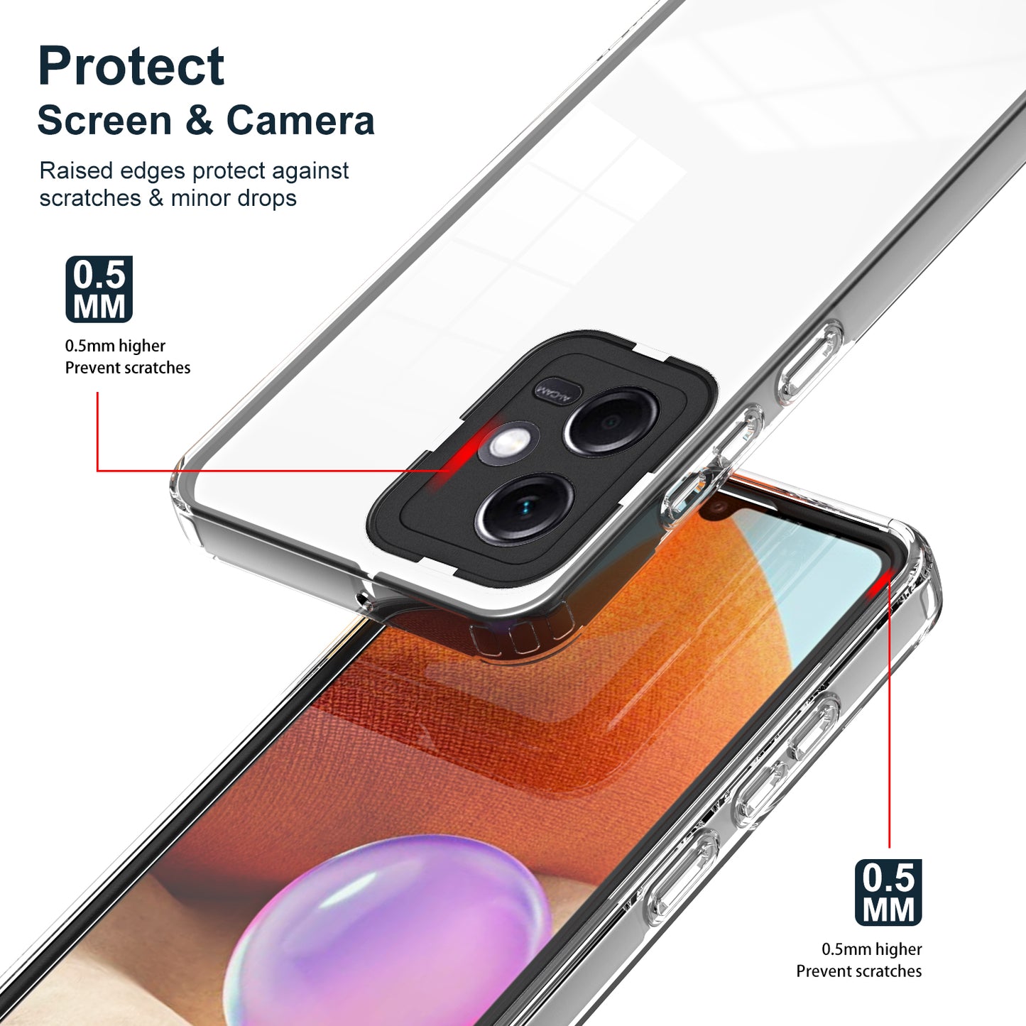 For Xiaomi Redmi Note 12 5G (Global) / Poco X5 5G TPU PC Phone Case 3-in-1 Clear Cover with PC Camera Frame