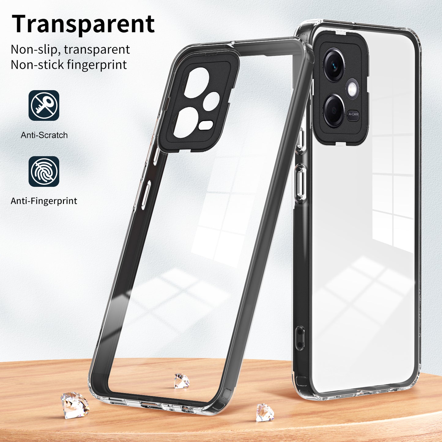 For Xiaomi Redmi Note 12 5G (Global) / Poco X5 5G TPU PC Phone Case 3-in-1 Clear Cover with PC Camera Frame
