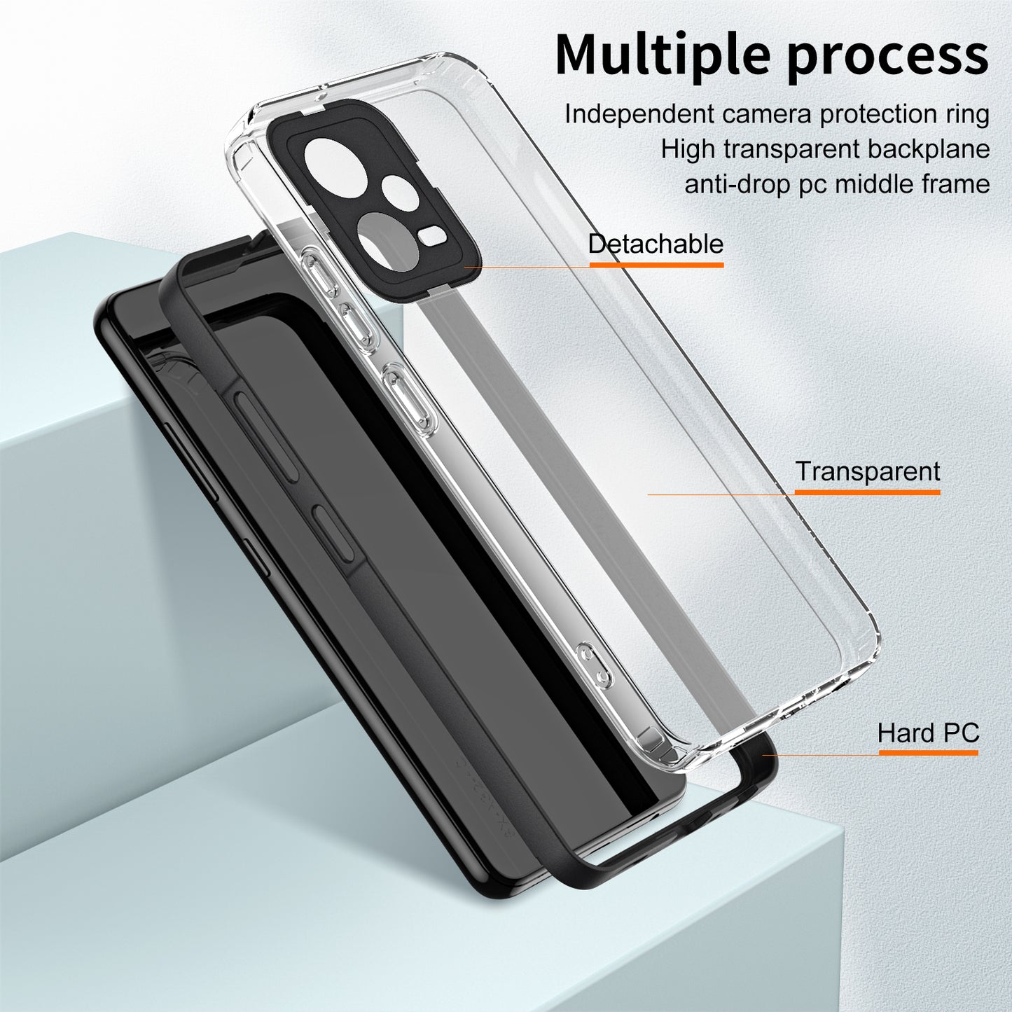 For Xiaomi Redmi Note 12 5G (Global) / Poco X5 5G TPU PC Phone Case 3-in-1 Clear Cover with PC Camera Frame