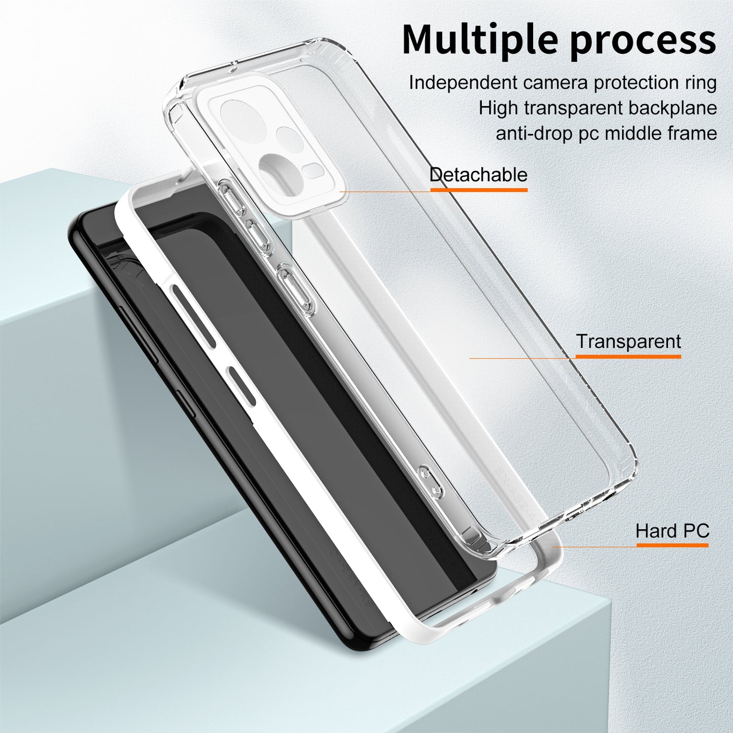 For Xiaomi Redmi Note 12 5G (Global) / Poco X5 5G TPU PC Phone Case 3-in-1 Clear Cover with PC Camera Frame