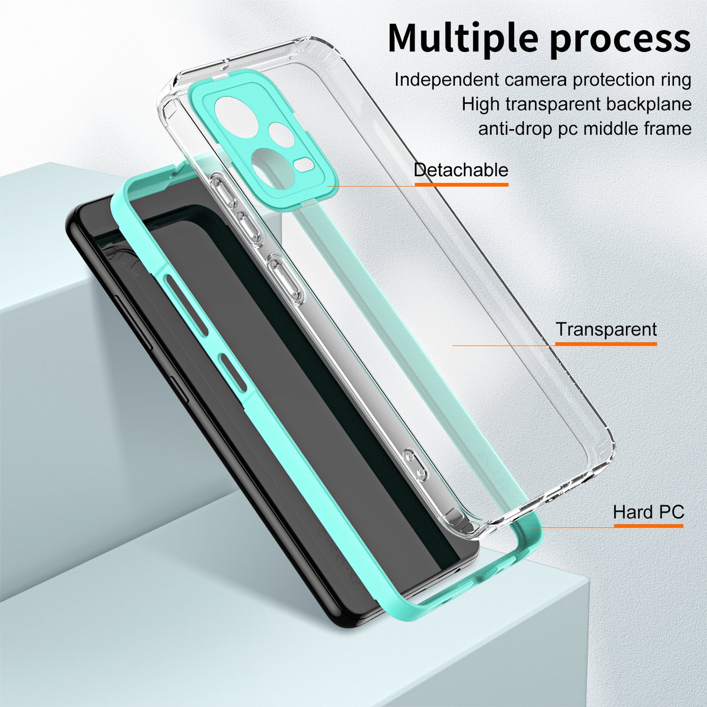 For Xiaomi Redmi Note 12 5G (Global) / Poco X5 5G TPU PC Phone Case 3-in-1 Clear Cover with PC Camera Frame