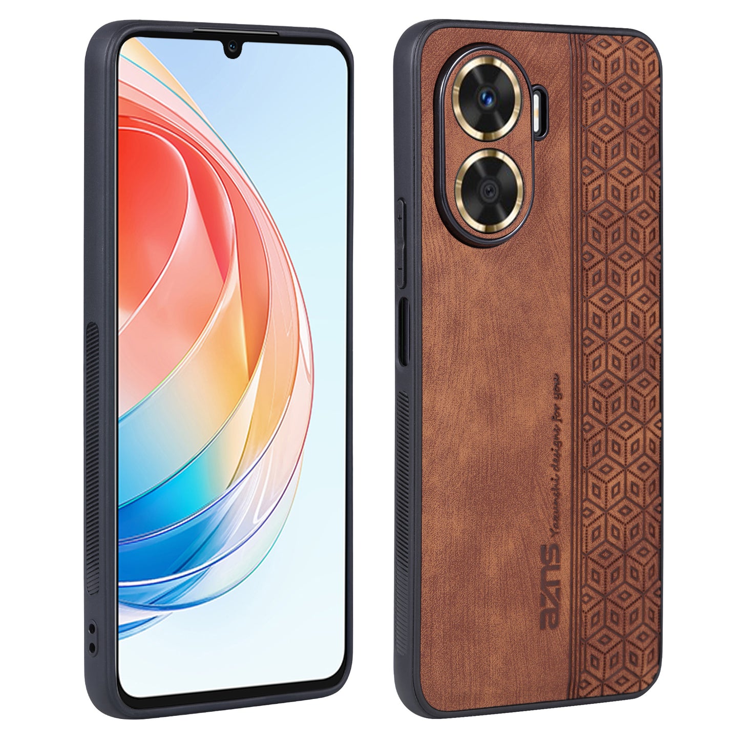 AZNS For Huawei Enjoy 60 Imprinted Phone Case PU Leather Coated TPU Protective Phone Cover