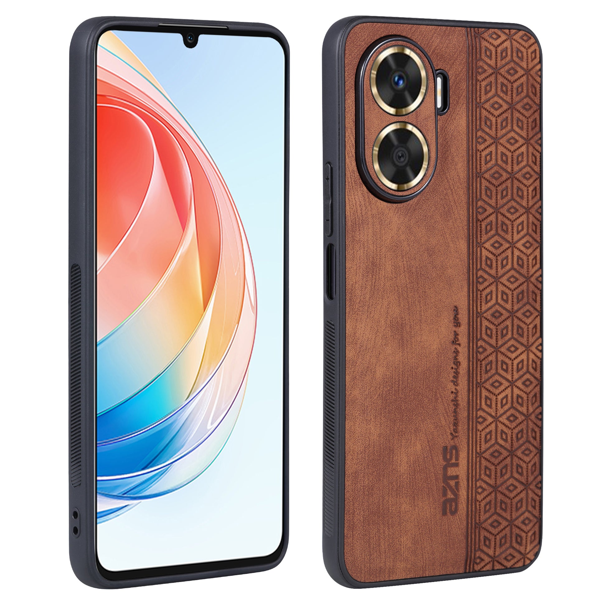 AZNS For Huawei Enjoy 60 Imprinted Phone Case PU Leather Coated TPU Protective Phone Cover