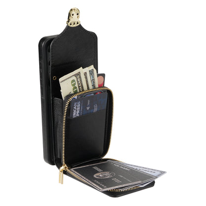 For Samsung Galaxy A14 4G / 5G Kickstand Zipper Card Holder Phone Case PU Leather Coated TPU Back Cover