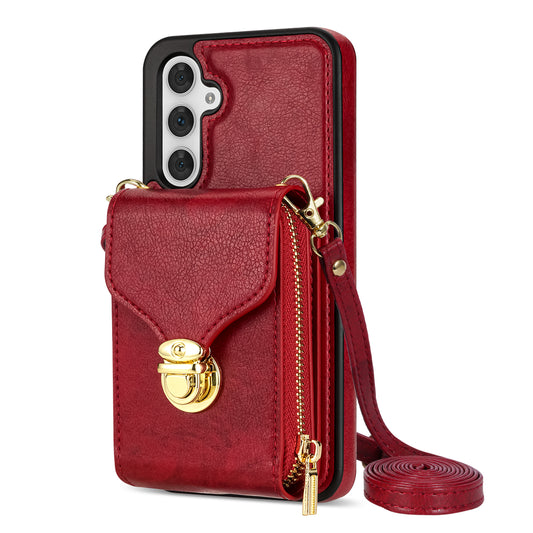 For Samsung Galaxy A14 4G / 5G Kickstand Zipper Card Holder Phone Case PU Leather Coated TPU Back Cover