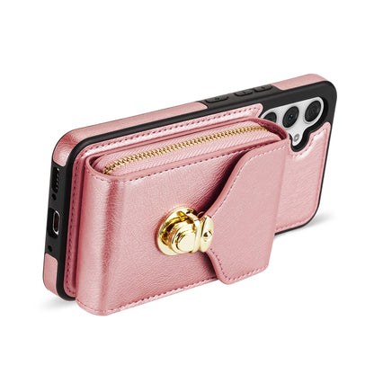 For Samsung Galaxy A14 4G / 5G Kickstand Zipper Card Holder Phone Case PU Leather Coated TPU Back Cover