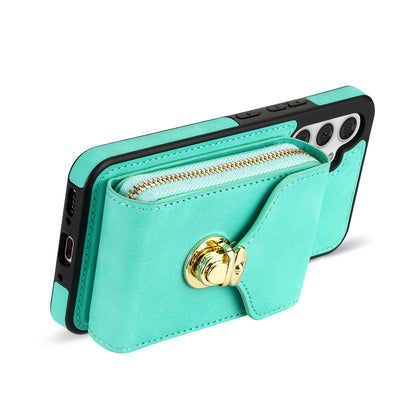 For Samsung Galaxy A14 4G / 5G Kickstand Zipper Card Holder Phone Case PU Leather Coated TPU Back Cover