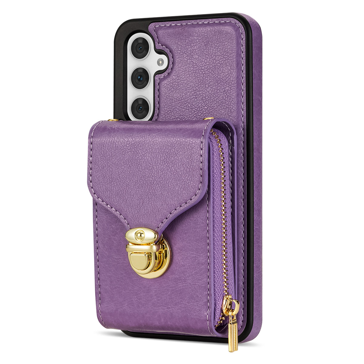 For Samsung Galaxy A14 4G / 5G Kickstand Zipper Card Holder Phone Case PU Leather Coated TPU Back Cover