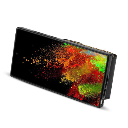 For Samsung Galaxy S23 Ultra Crossbody Card Holder Kickstand Case PU Leather Coated TPU Zipper Phone Cover