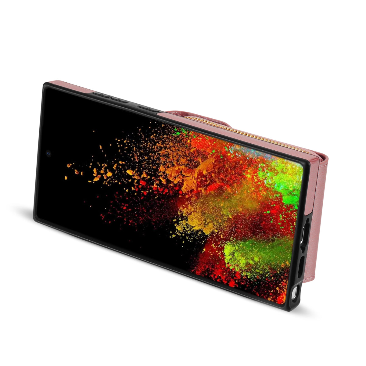 For Samsung Galaxy S23 Ultra Crossbody Card Holder Kickstand Case PU Leather Coated TPU Zipper Phone Cover