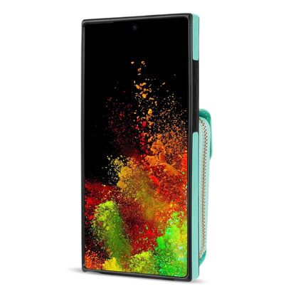 For Samsung Galaxy S23 Ultra Crossbody Card Holder Kickstand Case PU Leather Coated TPU Zipper Phone Cover