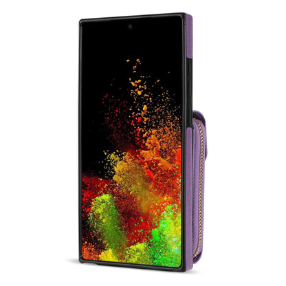 For Samsung Galaxy S23 Ultra Crossbody Card Holder Kickstand Case PU Leather Coated TPU Zipper Phone Cover