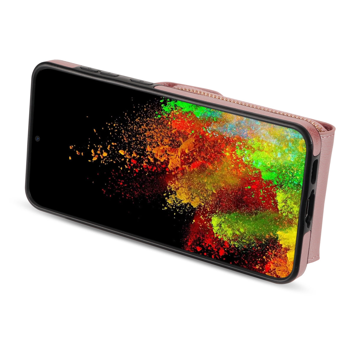 For Samsung Galaxy S22 5G PU Leather + TPU Card Slot Case Kickstand Zipper Phone Cover with Crossbody Strap