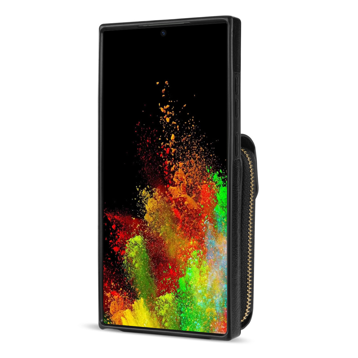 For Samsung Galaxy S22 Ultra 5G Zipper Card Holder Case Crossbody PU Leather + TPU Kickstand Phone Cover