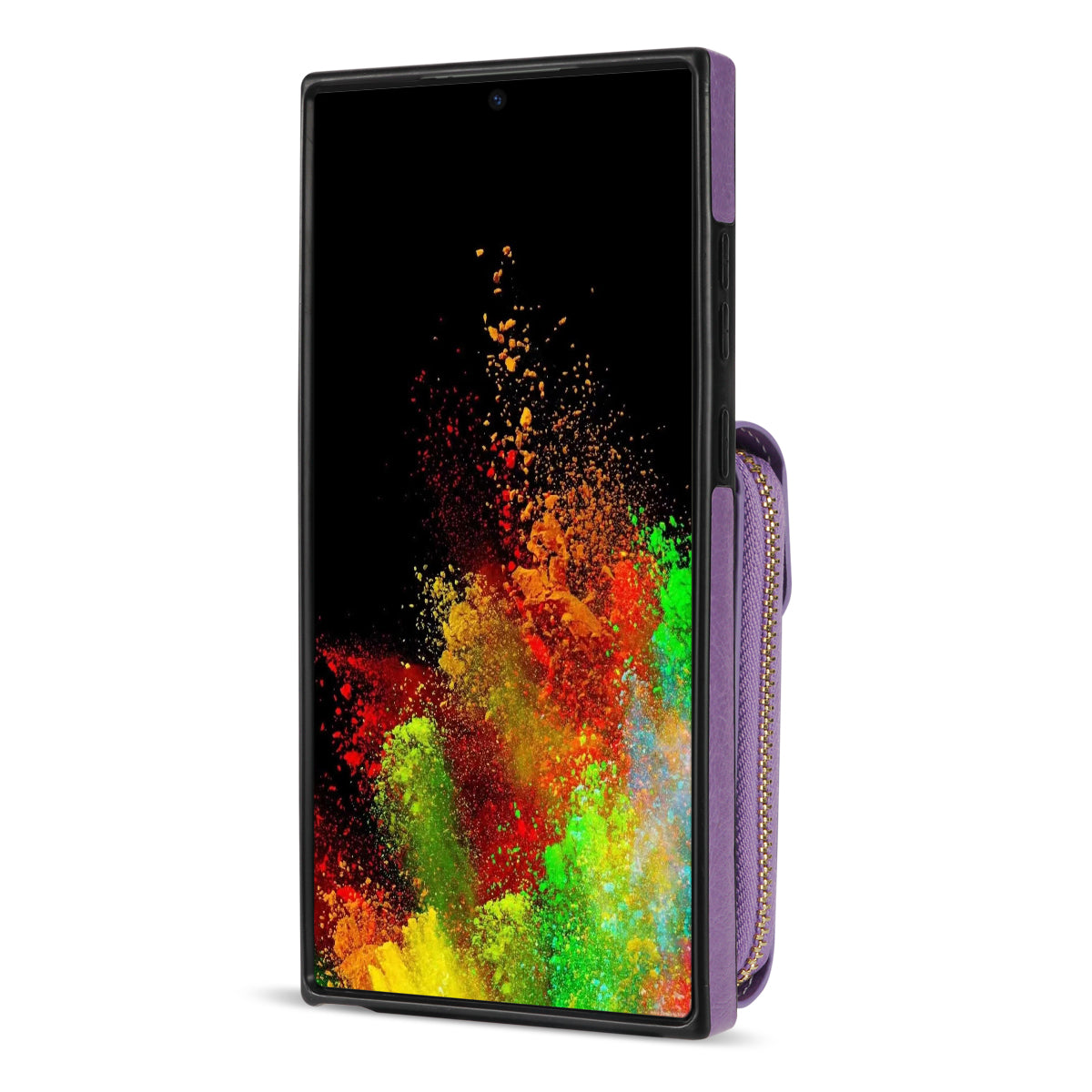 For Samsung Galaxy S22 Ultra 5G Zipper Card Holder Case Crossbody PU Leather + TPU Kickstand Phone Cover