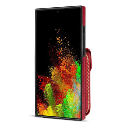 For Samsung Galaxy S22 Ultra 5G Zipper Card Holder Case Crossbody PU Leather + TPU Kickstand Phone Cover