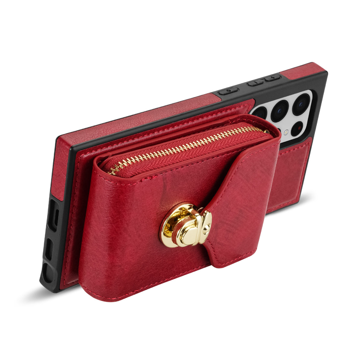 For Samsung Galaxy S22 Ultra 5G Zipper Card Holder Case Crossbody PU Leather + TPU Kickstand Phone Cover