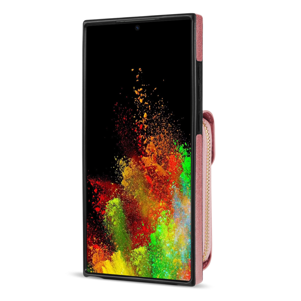 For Samsung Galaxy S22 Ultra 5G Zipper Card Holder Case Crossbody PU Leather + TPU Kickstand Phone Cover