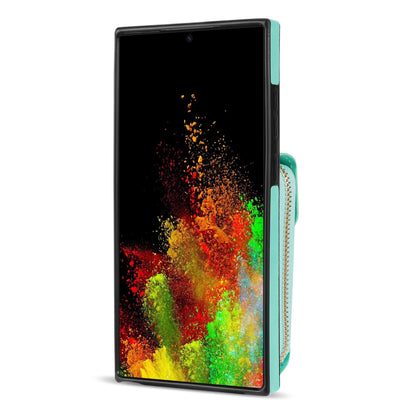 For Samsung Galaxy S22 Ultra 5G Zipper Card Holder Case Crossbody PU Leather + TPU Kickstand Phone Cover