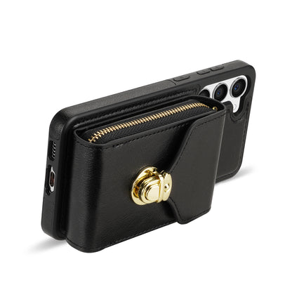 For Samsung Galaxy S23 PU Leather + TPU Protective Case Zipper Card Holder Kickstand Phone Cover