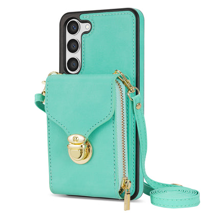 For Samsung Galaxy S23 PU Leather + TPU Protective Case Zipper Card Holder Kickstand Phone Cover