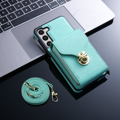 For Samsung Galaxy S23 PU Leather + TPU Protective Case Zipper Card Holder Kickstand Phone Cover