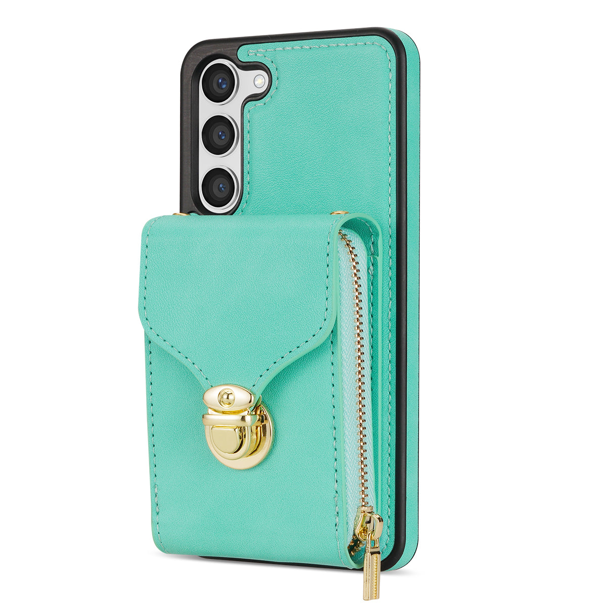 For Samsung Galaxy S23 PU Leather + TPU Protective Case Zipper Card Holder Kickstand Phone Cover