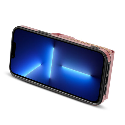 For iPhone 13 Pro Max 6.7 inch Zipper Phone Case PU Leather Coated TPU Kickstand Card Slot Cover